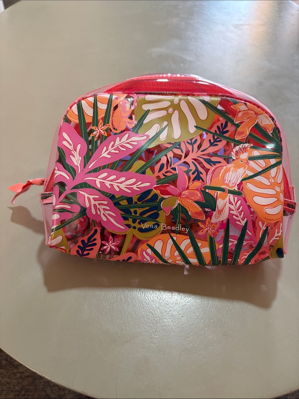 Vera Bradley Pink Tropical Floral Vinyl Cosmetic Case